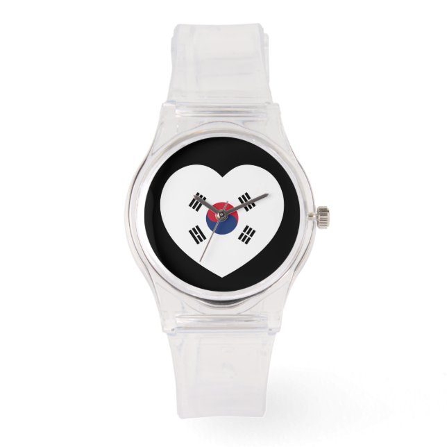 Reloj De Pulsera South Korea Flag Heart (Anverso)