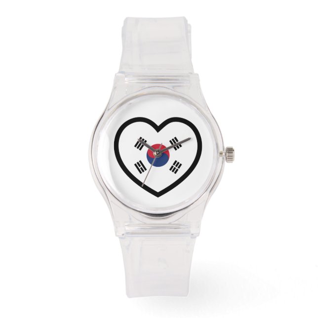 Reloj De Pulsera South Korea Flag Heart (Anverso)