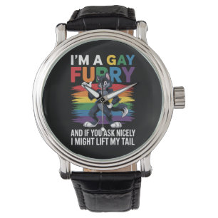 Reloj De Pulsera Soy un zorro lobo arcoíris furry gay del mes del o
