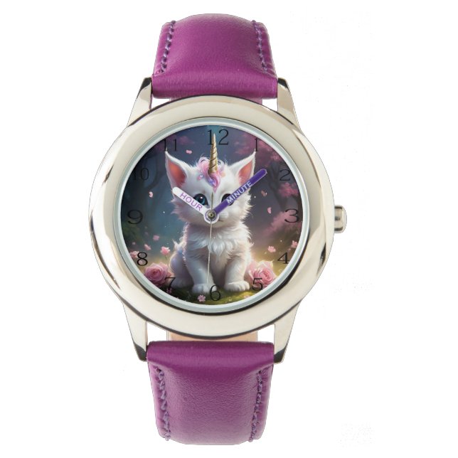 Reloj De Pulsera "Sparkle Paws: La encantadora gatita unicornio" (Anverso)