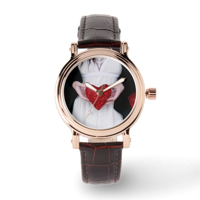 Reloj De Pulsera Sparkly Red Love Heart (El día de San Valentín) (Anverso)