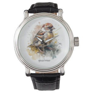 Reloj De Pulsera Sparrow de acuarela rusa, personalizado