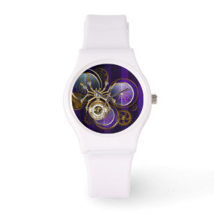 Reloj De Pulsera Spider Steampunk sobre fondo morado