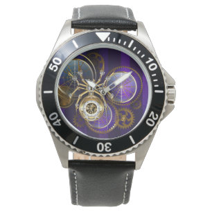 Reloj De Pulsera Spider Steampunk sobre fondo morado