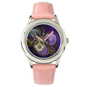 Reloj De Pulsera Spider Steampunk sobre fondo morado
