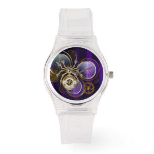 Reloj De Pulsera Spider Steampunk sobre fondo morado