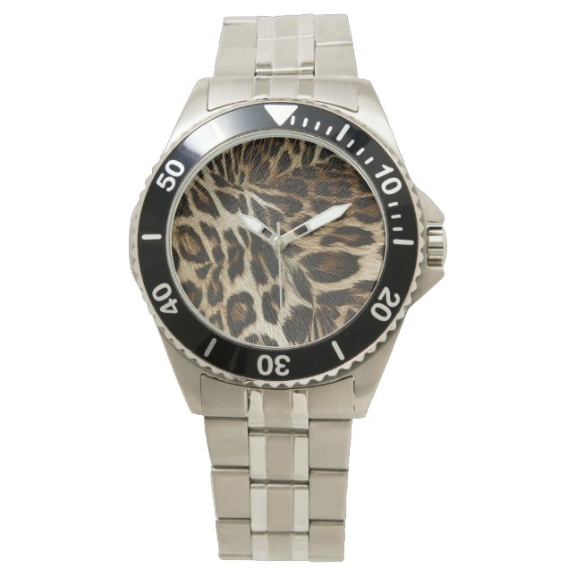 Reloj De Pulsera Spiffy Leopard Spots Leather Grain Look (Anverso)
