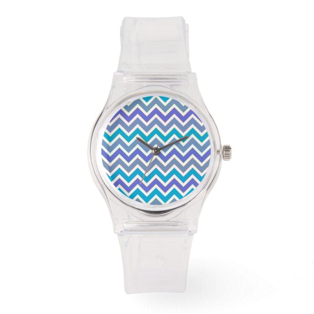 Reloj De Pulsera Sporty Blue Chevron Pattern (Anverso)