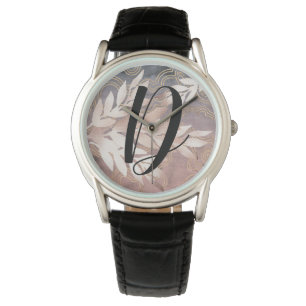 Reloj De Pulsera Sprays de hoja de oro rosa en personalizarlo azul