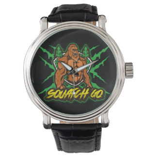 Reloj De Pulsera Squatch GQ Vintage Black Leather Strap Watch