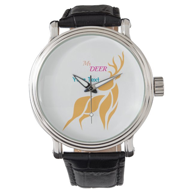 Reloj De Pulsera Sr. Ciervo Gráfico – Estilo Bosque Rústico (Anverso)