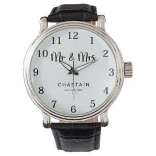 Reloj De Pulsera Sr. Simple y la Sra.   Monograma Boda