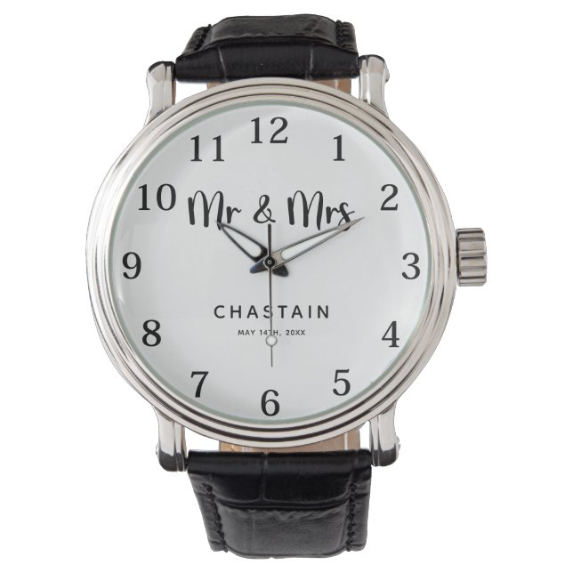 Reloj De Pulsera Sr. Simple y la Sra. | Monograma Boda (Anverso)