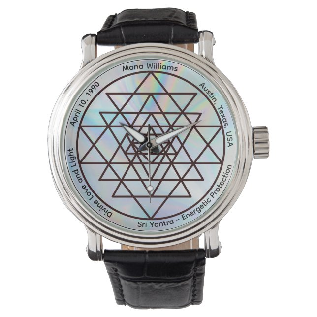 Reloj De Pulsera Sri Yantra – Talismán de Protección Personalizable (Anverso)