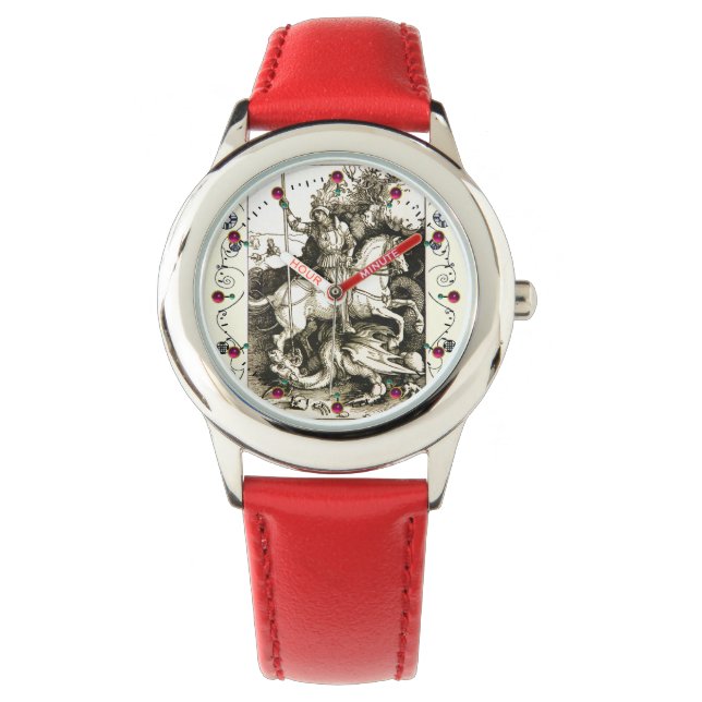 Reloj De Pulsera ST. GEORGE Y DRAGON, Blanco Negro (Anverso)