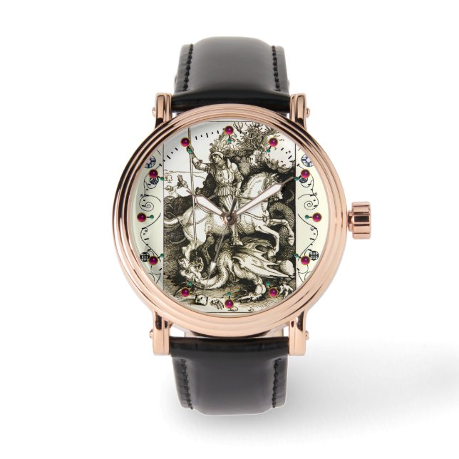 Reloj De Pulsera ST. GEORGE Y DRAGON, Blanco Negro (Anverso)
