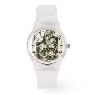 Reloj De Pulsera ST. GEORGE Y DRAGON, Blanco Negro