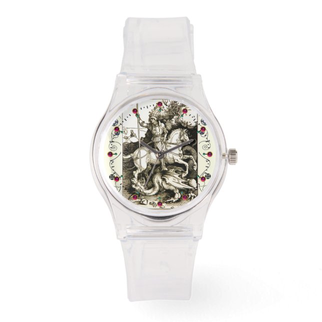 Reloj De Pulsera ST. GEORGE Y DRAGON, Blanco Negro (Anverso)