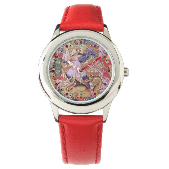 Reloj De Pulsera St. Michael Archangel Y Dragon Antique Floral (Anverso)