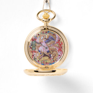 Reloj De Pulsera St. Michael Archangel Y Dragon Antique Floral