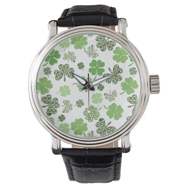 Reloj De Pulsera St. Patrick Irish Shamrock Clover Green (Anverso)