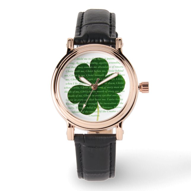 Reloj De Pulsera St. Patrick Poem El grito de ciervos Shamrock (Anverso)
