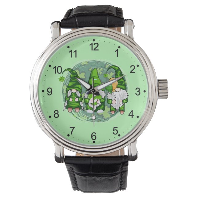 Reloj De Pulsera St. Patrick's Day Gnomes Shamrock Gnomes-54989 (Anverso)