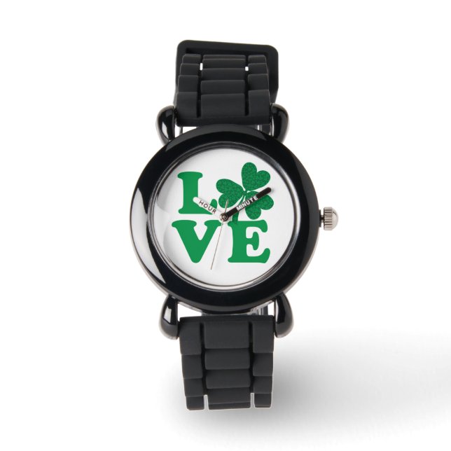 Reloj De Pulsera St. Patrick's Day Shamrock Love (Anverso)