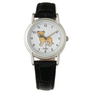 Reloj De Pulsera Staffie inglés cervato Lindo perro de dibujos anim
