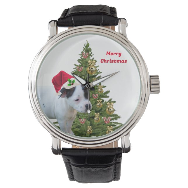 Reloj De Pulsera Staffy Puppy Navidades, Watch de muñecas (Anverso)
