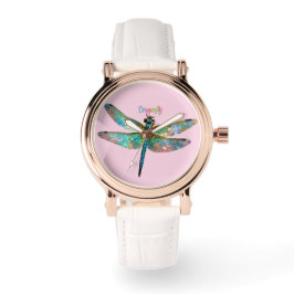 Reloj De Pulsera Stained Glass Colorful Dragonfly