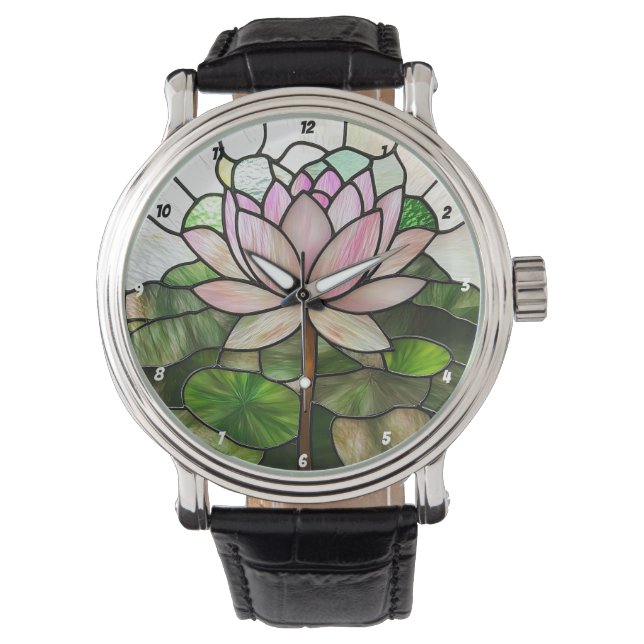 Reloj De Pulsera Stained Glass Lotus Flower  (Anverso)