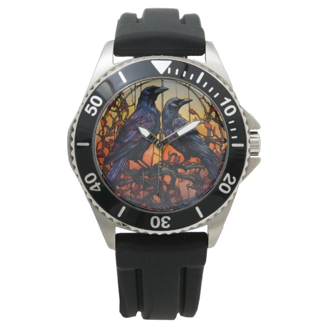 Reloj De Pulsera StainGlass Ravens (Anverso)