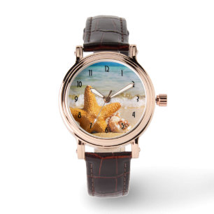 Reloj De Pulsera Starfish and Seashells en la playa