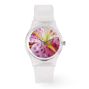 Reloj De Pulsera Stargazer Lily Bright Magenta Floral