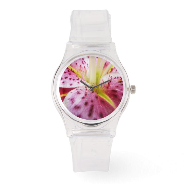 Reloj De Pulsera Stargazer Lily Bright Magenta Floral (Anverso)