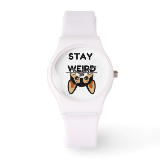 Reloj De Pulsera Stay Weird Funny Boston Terrier Cartoon Dog