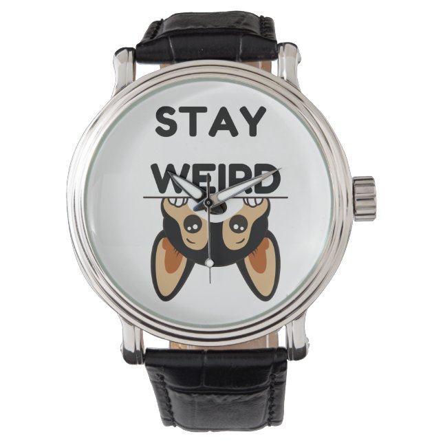 Reloj De Pulsera Stay Weird Funny Boston Terrier Cartoon Dog (Anverso)