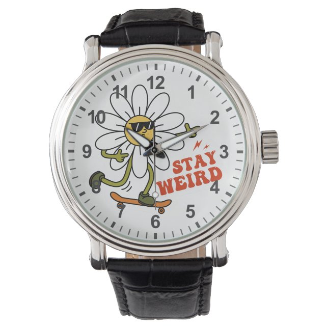 Reloj De Pulsera Stay Weird Skateboarding Daisy (Anverso)
