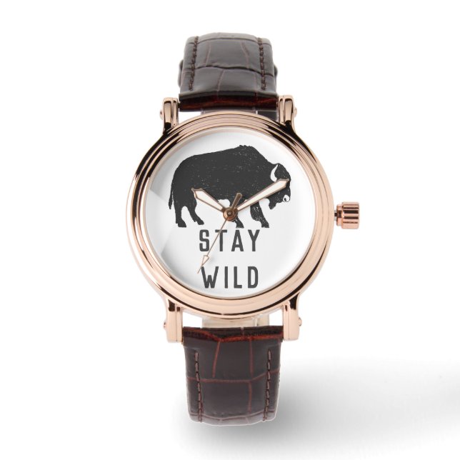 Reloj De Pulsera Stay Wild Buffalo Silhouette (Anverso)