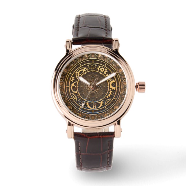 Reloj De Pulsera Steampunk Bronze Gears Filigree (Anverso)