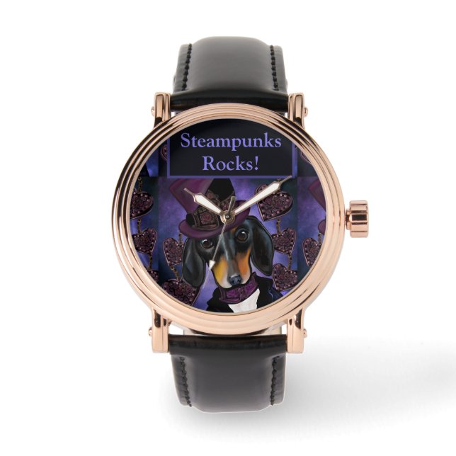 RELOJ DE PULSERA STEAMPUNK DACHSHUND (Anverso)