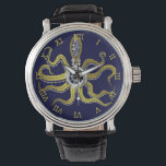 Reloj De Pulsera Steampunk Gears Octopus Kraken<br><div class="desc">Este monstruo acechable del mar de vapor punk tiene ocho apéndices de oro tipo alambre, un engranaje plateado central y muchos engranajes y tornillos que componen su cabeza, ojos y tazas de succión. Es un pulpo robot / kraken, un monstruo de máquina metalizado para cualquiera que le guste las criaturas...</div>