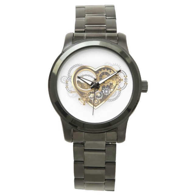 Reloj De Pulsera Steampunk Heart with a Manometer (Anverso)