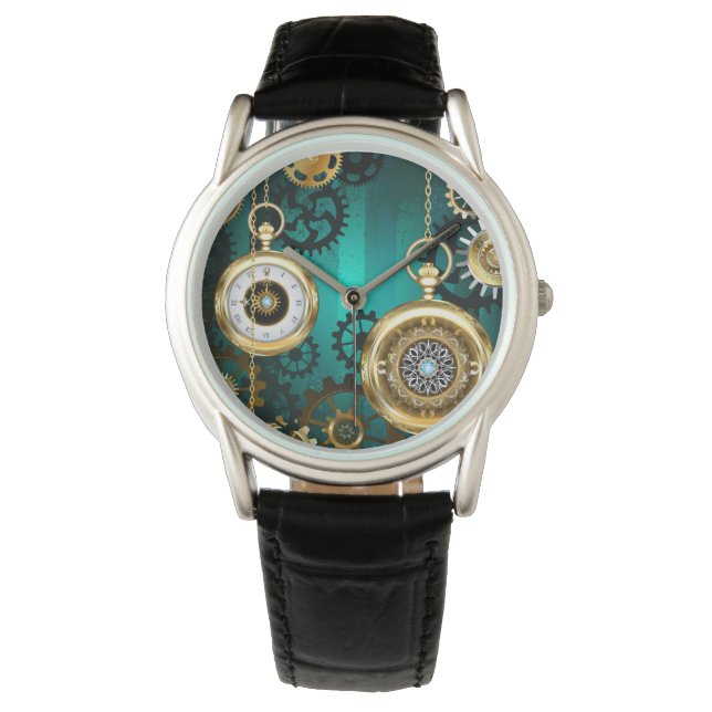 Reloj De Pulsera Steampunk Jewelry Watch sobre un fondo verde (Anverso)