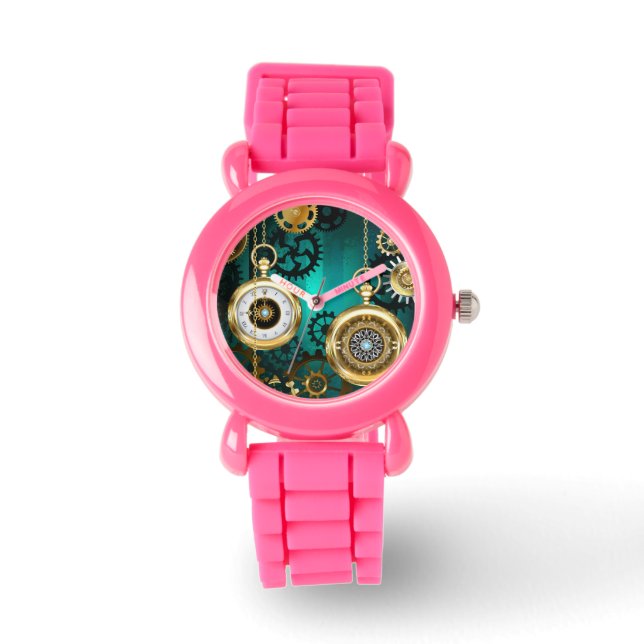 Reloj De Pulsera Steampunk Jewelry Watch sobre un fondo verde (Anverso)