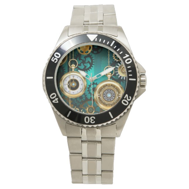 Reloj De Pulsera Steampunk Jewelry Watch sobre un fondo verde (Anverso)