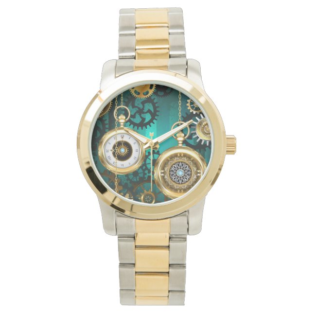 Reloj De Pulsera Steampunk Jewelry Watch sobre un fondo verde (Anverso)