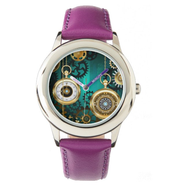 Reloj De Pulsera Steampunk Jewelry Watch sobre un fondo verde (Anverso)