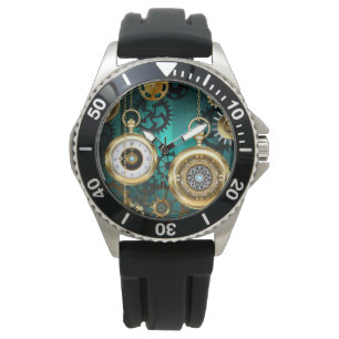 Reloj De Pulsera Steampunk Jewelry Watch sobre un fondo verde